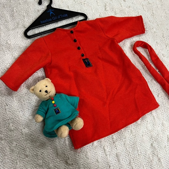 American Girl 1995 Red Slumber Shirt Nightdress and Matching Headband for Doll - Picture 2 of 6